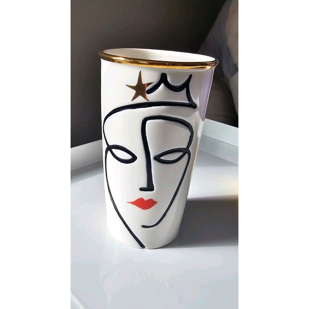 STARBUCKS 2015 Anniversary Siren Face Ceramic Travel Tumbler Mug 10 oz No LID